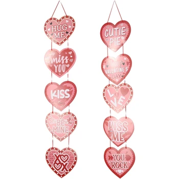 1 комплект на тему Дня Святого Валентина, Дверные вешалки в виде сердца, Баннер для вечеринки в честь Дня Святого Валентина, Черный и красный