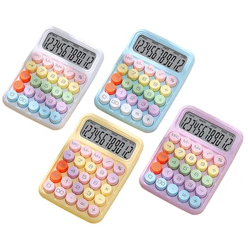 1 шт. высокоточный калькулятор Kawaii мультяшного карамельного цвета, бесшумная механическая клавиатура для рабочего стола