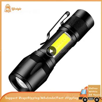 1 шт. Мини Перезаряжаемый светодиодный фонарик COB + XPE, Портативный фонарь для кемпинга, Масштабируемый Фокусирующий свет, Тактический фонарик с ручкой