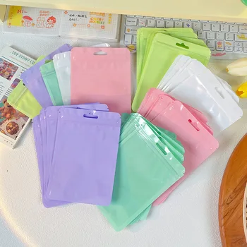 100шт Цветных карманных папок из ПВХ для школьных принадлежностей и организации, защитная сумка, подарочная упаковка ювелирных изделий, герметичная сумка на молнии