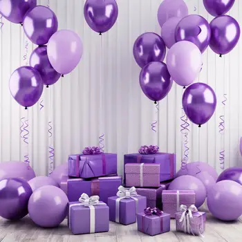 112 шт. набор 10-дюймовых фиолетовых латексных воздушных шаров для вечеринок, 32 8 футов Синей алюминиевой фольги, Серпантина для вечеринок, Подвесные Завитки из латексных воздушных шаров