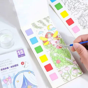 12 Листов Портативной детской книги для рисования акварелью Краска с водой Детская гуашь Граффити Раскраска Игрушки для рисования Подарки