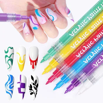 1шт Ручка для граффити для ногтей Водонепроницаемый Рисунок Подводка для рисования Кисть DIY Цветок Абстрактные линии Детали Инструменты для красоты ногтей