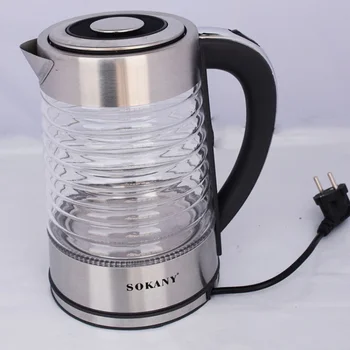2,2-литровый электрический чайник из стекла и стали, не содержащий BPA