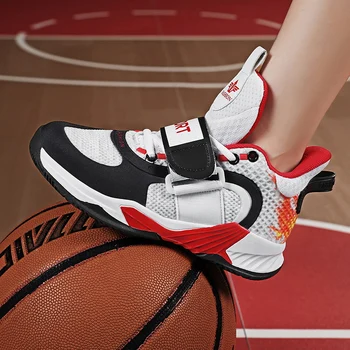 2023 Детские баскетбольные кроссовки с дышащей сеткой из искусственной кожи, нескользящие, пригодные для носки, молодежная повседневная спортивная обувь для мальчиков и девочек, тренировочная обувь