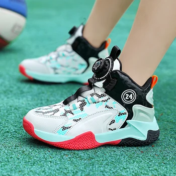 2023 Новая детская баскетбольная спортивная обувь для мальчиков, обувь для бега с высоким берцем, кожаные Водонепроницаемые тренировочные кроссовки для мальчиков