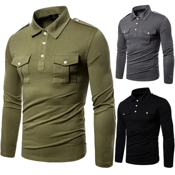 2023 Новая мужская футболка с длинным рукавом, ретро-топ, военная одежда, большая Корейская уличная мода, мужская дизайнерская рубашка