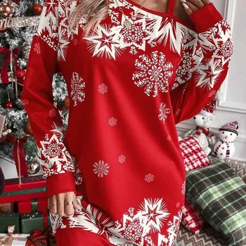 2023 Рождественское Популярное Осенне-Зимнее Платье с Открытыми плечами и Принтом Снежинки для Женщин Vestidos De Mujer