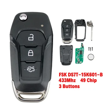 3 Кнопки Дистанционного Ключа Автомобиля 433 МГц 49 Чип для Ford C-Max Focus Galaxy Grand Mondeo FSK DS7T-15K601-B