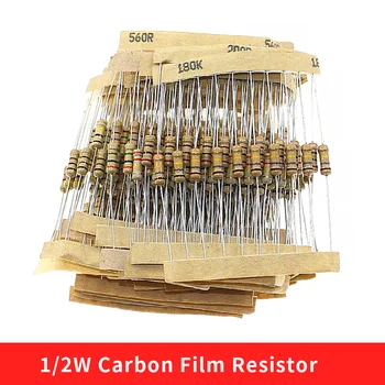 300шт Комплект резисторов из углеродной пленки мощностью 30 Ом-3 М 1/2 Вт
