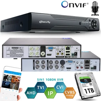4CH 8CH Onvif CCTV DVR Гибридный Рекордер H.264 1080N 5В1 XVR для AHD Камеры Аналоговая Камера TVI CVI NVR Для IP Cmaera Поддержка Аудио