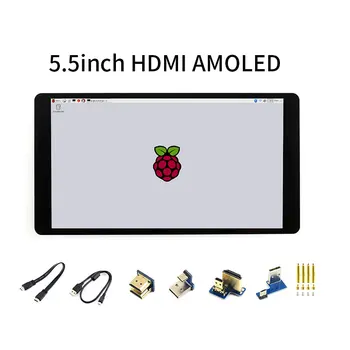 5,5-дюймовый дисплей Raspberry Pi 4 AMOLED, экран высокой четкости HDMI с сенсорной панелью из закаленного стекла с конденсатором