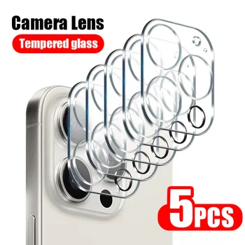5шт Объектив камеры с полным покрытием для iPhone 15 14 Plus 13 Mini 12 Pro Max 11 Защита камеры из закаленного стекла для защиты экрана телефона