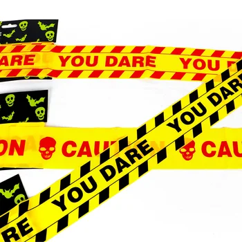 6-метровая предупреждающая лента для Хэллоуина, Желтая линия предупреждения об опасности Хэллоуина для наружных страшных принадлежностей для декора вечеринок на Хэллоуин своими руками