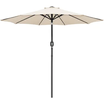 9-футовый зонт для патио на открытом воздухе, прямой с регулируемым наклоном, бежевое основание зонта