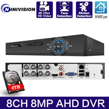 AHD DVR 6in 1 Гибридный TVI CVI AHD CVBS IP Камера Цифровой Видеомагнитофон Система Безопасности 8MP XMEYE Аналоговое Видеонаблюдение 8-канальный 4K