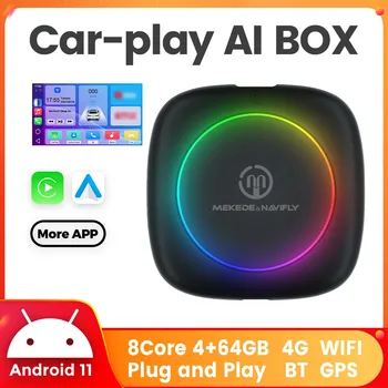 Android 11.0 Smart TV Ai Box 8-Ядерный 4G 64G Поддержка YouTube Netflix IPTV Waze Siri Беспроводной Apple Carplay Android Auto 4G-LTE IGO