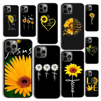 Autumu Sunflower Jesus Christ Чехол для Телефона iPhone 15 12 mini X XS XR 11 13 14 Pro Max SE 2020 Apple 6S 7 8 Plus Coque