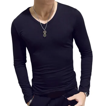 B1778 Модная Горячая распродажа, классическая футболка с длинным рукавом для мужчин, футболки для фитнеса, приталенные рубашки, дизайнерские однотонные футболки, топы