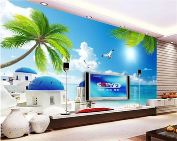 beibehang papel de parede Современные обои модные красивые обои высокого уровня на фоне телевизора на берегу моря для стен 3D обои