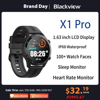Blackview X1 Pro Smartwatch 1,39 дюймов Водонепроницаемый Аккумулятор 300 мАч Режим Сна + Монитор Сердечного Ритма Bluetooth 5,0 Умные Часы Для Мужчин Женщин