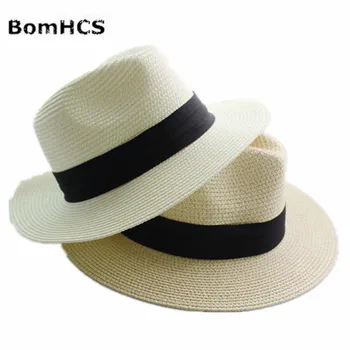 BomHCS Женские Летние солнцезащитные шляпы для путешествий, Пляжные Соломенные шляпы с широкими полями в богемном стиле 17F-315MZ24