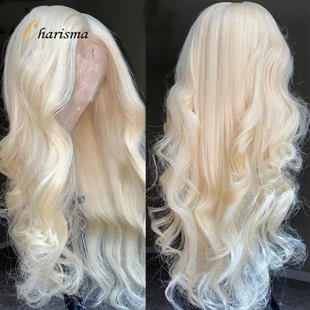 Charisma Длинный объемный волнистый синтетический парик на кружеве 60 Платиновый блондинистый парик для женщин с натуральной линией роста волос спереди Парики Косплей