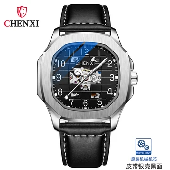 CHENXI, лидирующий бренд, Автоматические Механические часы для мужчин, часы с турбийоном, стальной ремешок, водонепроницаемые люминесцентные часы, Роскошные мужские Reloj