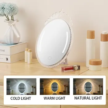 INS Сказочное зеркало для макияжа, французская Корона, USB-зарядка, Декоративное зеркало, Передняя лампа, домашнее зеркало, Кронштейн для лампы, 3-цветной Источник света