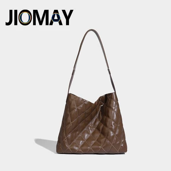 JIOMAY Новый дизайн, модная сумка через плечо, Роскошные дизайнерские сумки, вместительная сумка-тоут с ромбовидной решеткой, однотонная косметичка для макияжа