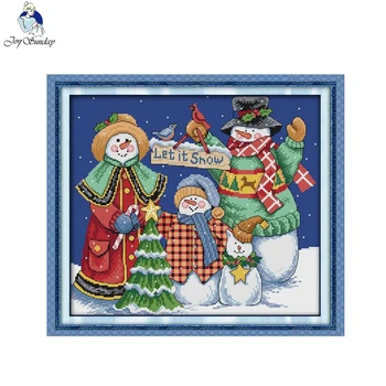 JoySunday Наборы для вышивания крестиком с Рисунком Рождественского Снеговика Холст DMC Нитки Наборы для ручной вышивки Рождественское Украшение для дома Отправить подарок