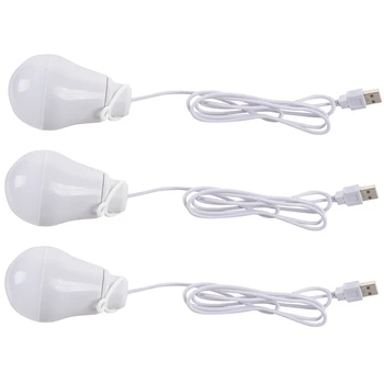 LBER 3X Светодиодная лампа постоянного тока 5 В 5 Вт, USB-лампа, портативная белая лампа для ноутбука на открытом воздухе (белая)