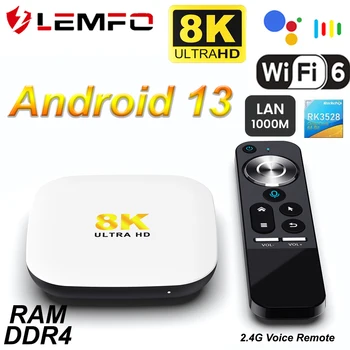 LEMFO H96Max M2 TV Box Android 13 8K 1000M LAN WiFi6 RAM DDR4 eMMC 2.4G Голосовой Пульт дистанционного управления HDR10 + Android TV Box 2023