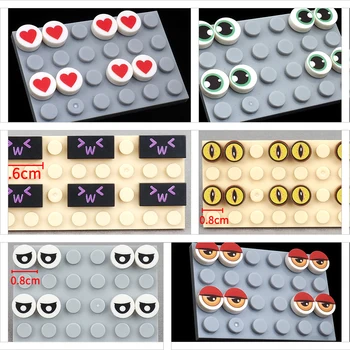 MOC Devil Eyes Печатные Строительные блоки Love Glasses Expression Bricks Assembly Toys Совместимость 98138