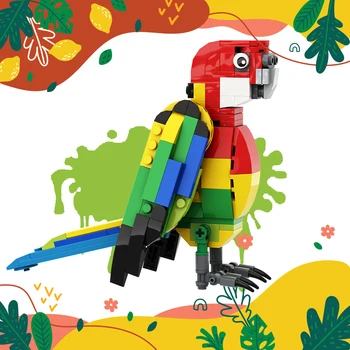 MOC Eastern Rosella Parrot Красочные птицы Животные Строительный блок Street View Zoo Креативные строительные блоки Игрушки для подарков на День рождения