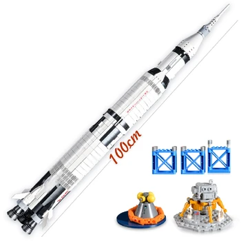 MOC Строительные блоки Apollo Saturn V 92176 Серии Space Rocket Idea, Кирпичи, Развивающие игрушки для детей, Подарки на День рождения и Рождество
