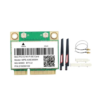 MPE-AXE3000H Адаптер WiFi-карты + Антенна WiFi 6E 2400 Мбит/с Mini PCI-E для сети Wlan BT 5.2 802.11AX 2.4G/5G/6GHz