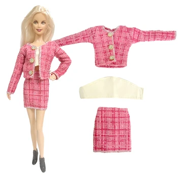 NK 1 комплект профессиональной одежды принцессы благородного розового цвета 30 см, модное повседневное пальто, юбка-трапеция для куклы Барби, аксессуары, подарочная игрушка