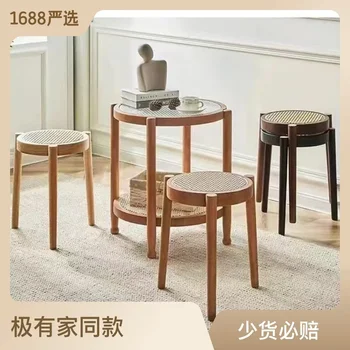 o187 Solid wood Nordic маленькая круглая домашняя столовая обеденный стол из ротанга стул табурет обувь ы