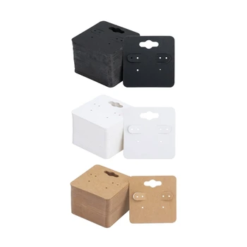 Q0KE Упаковка из 100 квадратных картонных карточек-сережек для хранения и презентации ювелирных изделий, витрина с карточками-держателями для сережек