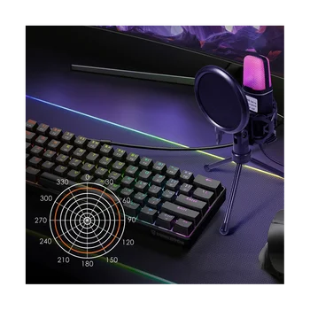 SF666R USB микрофон RGB конденсаторный микрофон игровой микрофон для студии записи подкастов Потоковый ноутбук Настольный ПК