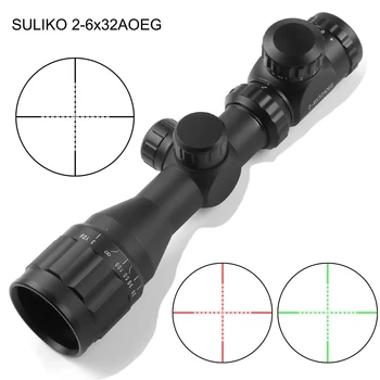 SULIKO 2-6x32 AOEG Охотничий Оптический прицел для пневматического оружия, Страйкбольный прицел с зелено-красной подсветкой