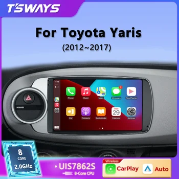 Tsways Автомобильный Радио Мультимедийный Плеер Для Toyota Yaris 2012 2013 2014 2015 2016 2017 Android 12 Автоматический Беспроводной Carplay DSP 48EQ 2Din