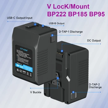 V-Образное Крепление V-Lock BP-222 BP-185 BP-95 Аккумулятор BP Аккумулятор С кабелем PD20W для Видеокамеры Sony Broadcast Video Light Blackmagic URSA