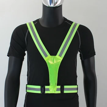 V-Образный светодиодный светоотражающий жилет Для езды на велосипеде, Высокая видимость, Безопасность ночного бега на открытом воздухе, Регулируемый эластичный ремень, Светоотражающий костюм