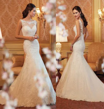 Vestido сексуальные свадебные платья русалки с открытой спиной, кружевное свадебное платье в виде сердечка, горячая распродажа 2015, настоящие свадебные платья sweetangel AQ37