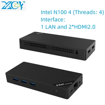 XCY МИНИ-ПК Intel N100 12GRAM LAN NVME 2280 DDR5 2 * HDMI 4K WIFI6 Вентилятор win10/11 Linx Портативный Настольный Офисный Компьютер HTPC