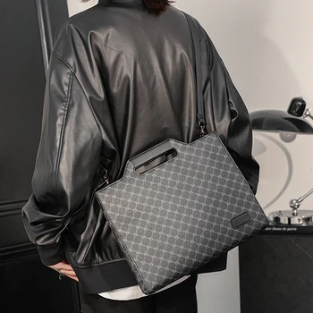 Xiao.P 2023 Новая модная клетчатая сумка с рисунком, сумка для файлов, Корейская мужская сумка, повседневная сумка через плечо, сумка через плечо