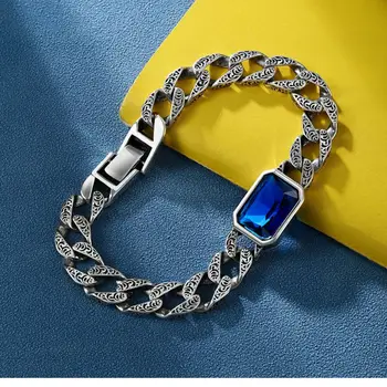 XS Новый парный браслет с узором из синего камня с травой Тан, Кубинский браслет, пара корейской версии, модный и индивидуальный тренд