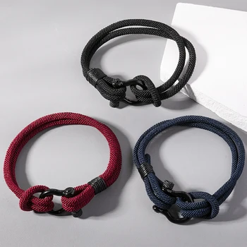 YEYULIN Красочный двухслойный Простой браслет из миланской веревки, черный, с легким крючком, мужской браслет-шнурок для мужчин, украшения для лучших друзей